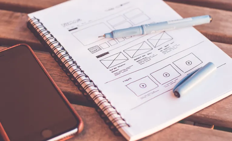 Website design mockup on laptop screen